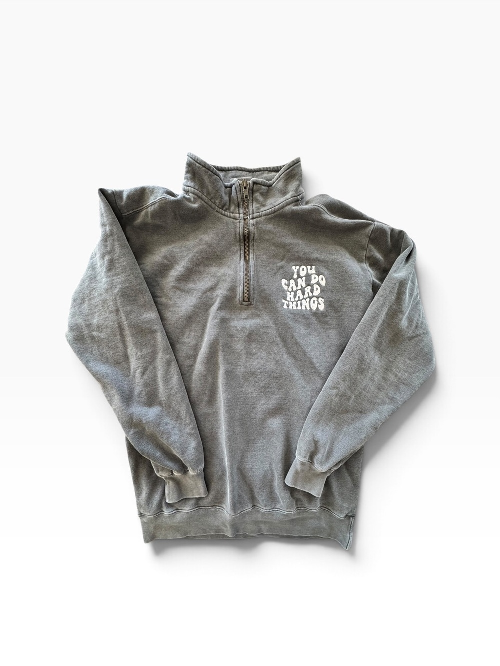 Comfort Colors You Can Do Hard Things Gray Quarter Zip Sweatshirt Pullover